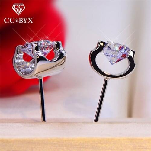 Classic Jewelry Stud Earrings For Women 925 Silver Cubic Zirconia 6mm Stone Bridal Wedding Earrings Engagement CCE651