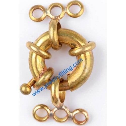 Brass Spring Ring Clasp with 6 loop China jewelry findings supplier shipping free mang color can be plated 300pcs