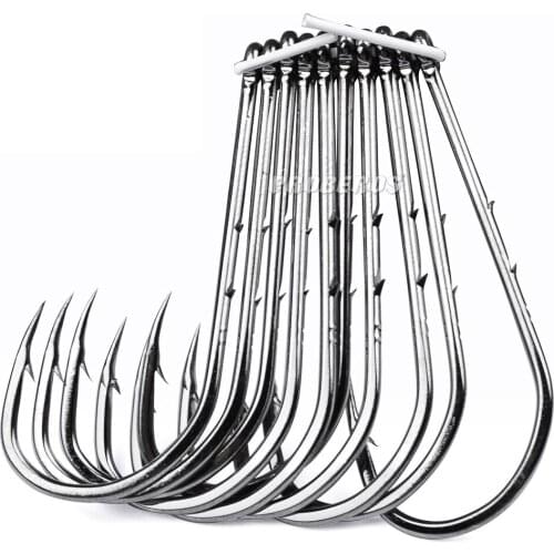 Lawaia Fishing Hooks 10Pcs Barbed Stainless Steel Sea Fishing Hook Common Single Hook Bulk Hook Fish Fishing Tackle
