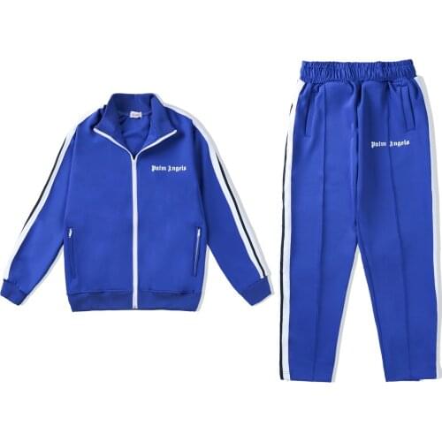Palm Angels 21SS Logo letters Men Women Fashion Style Lovers Long sleeve pants boyfriend gift Sport Jacket Sportswear Set Blue