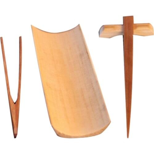 4 Pieces Bamboo Tea Utensils Chinese Gongfu Tea Ceremony Cha Dao Tools Set for Tea Ceremony Kungfu Tea Accessories