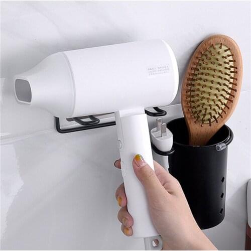 Stainless steel hair dryer holder wall mounted for bathroom Organizer , storage rack stand hair dryer tool holder
