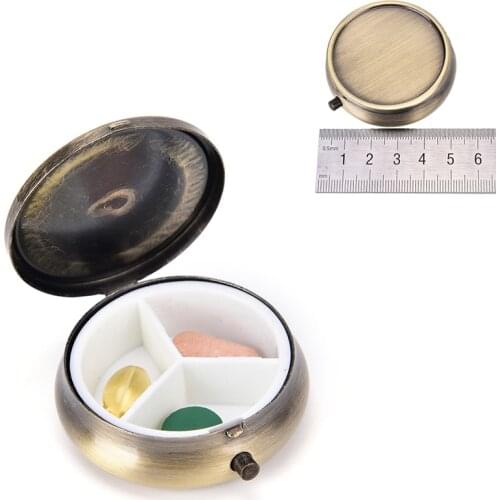 New Metal Round Pill Boxes DIY Medicine Organizer Container Medicine Case