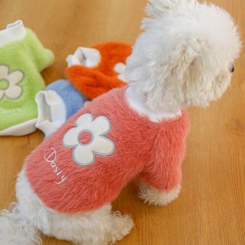 Autumn Shirt for Dogs Flower Dog Clothes DAISY Warm Vest Teddy Bichon Costume Round Neck cachorro roupas