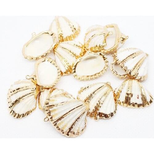5Pcs Natural White Color Shell Pendants Scallops Gilded Edge Charms DIY Fashion Accessories For Necklace Earrings Bracelets