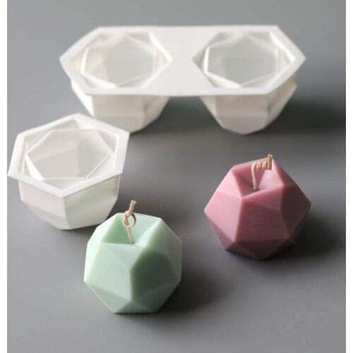 Rhombus Ball Candle Mold Magic Ball Cube Geometric Shape Chocolate Mousse Baking Silicone Mold Candle Making Kit Fondant Molds