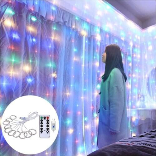 Christmas Decorations for Home 3m 100/200/300 LED Curtain String Light Flash Fairy Garland Happy New Year 2021 Noel Navidad 2020