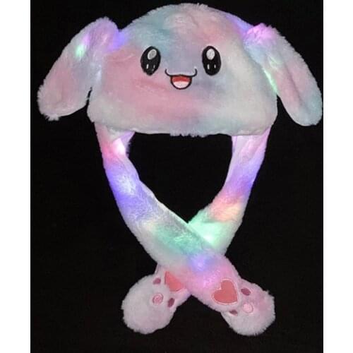 Girls Animals Ear Moving Jumping Hats Children Women Warm Plush Rabbit Winter Caps Kids Cute Bunny Fuzzy Pinch Airbag Funny Hats