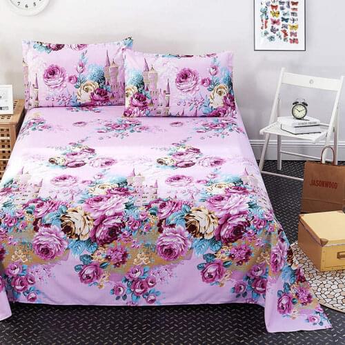 Modern Soft Bed Flat Sheet Simple Style Pillowcase Bed Sheet Cover Students Dormitory Guest Room Florals Sleeping Bed Sheet