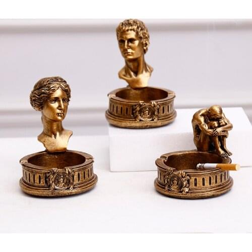 RESIN FIGURE STATUE ASHTRAY AMERICAN RETRO HOME OFFICE DESKTOP DECORATIVE CREATIVE ASHTRAY RETRO LITERARY HANDMADE ORNAMENTS