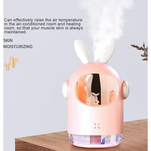 USB Rechargeable Air Humidifier 350ml Rabbit Shape Aromatherapy Diffuser Mist Maker Sprayer Home Water Purifier with Night Light