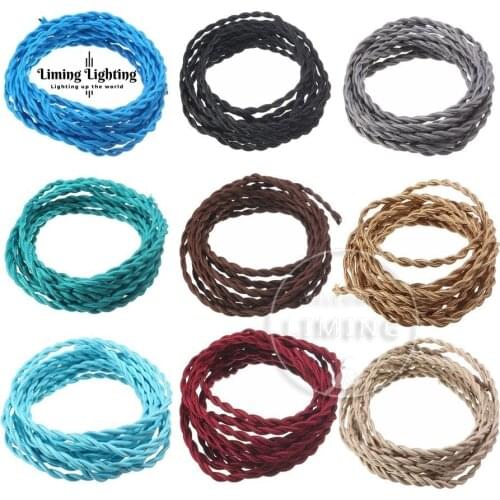 2*0.75mm Twisted Electrical Wire Rope Beige Textile Electric Cable Crafting Rope Twisted Rope Braided Retro Lamp Vintage Pendant
