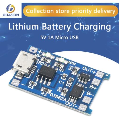 100pcs/lot 5V 1A Micro USB 18650 Lithium Battery Charging Board Charger Module+Protection Dual Functions