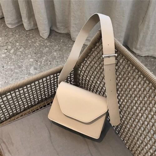 Women Pu Leather Shoulder Bag Girl Personality Fashion Casual Retro Hasp Elegant Crossbody Bag Wide Shoulder Strap High-Capacity