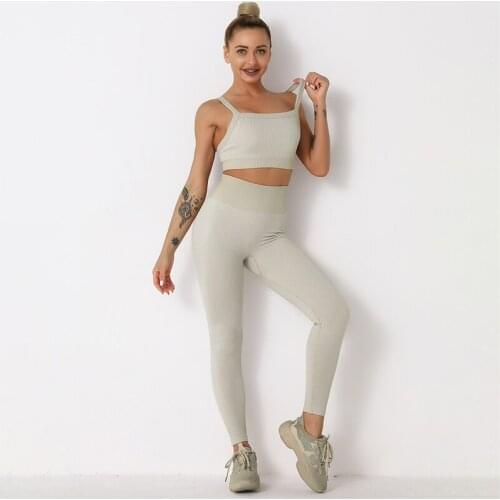 Womens Sportswear Yoga Set Workout Clothes Athletic Wear Sports Gym Legging Seamless Fitness Bra Crop Top Yoga Suit