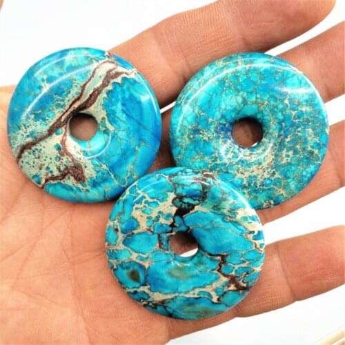 2PCS nature imperial jasper stone pendants round shape donut size 40mm orange color very hot gem stone for womens jewelry