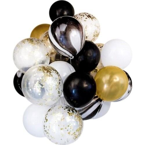 20pcs/lot Black Marble Pink Agate Confetti Latex Balloon Bouquet Wedding Birthday Party Decoration Photo booth ()