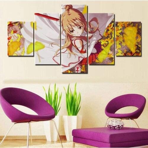 5 Piece Wall Art Canvas Anime Manga Image Modular Pictures And Posters Home Room Decor Modern Bedroom Decoration Paintings