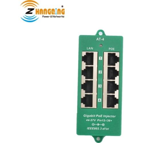 802.3AT 4 Port Gigabit Active Negotiation PoE Injector 48V 56V safety Protection PoE Patch Panel for 48V Cisco PoE Camera device