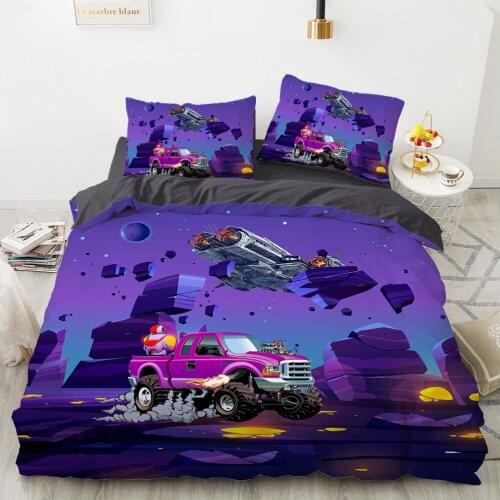 Car Cartoon Kids Bedding set for children baby girls Duvet cover set pillow case Bed linens Quilt cover 240x220 140x200 purple