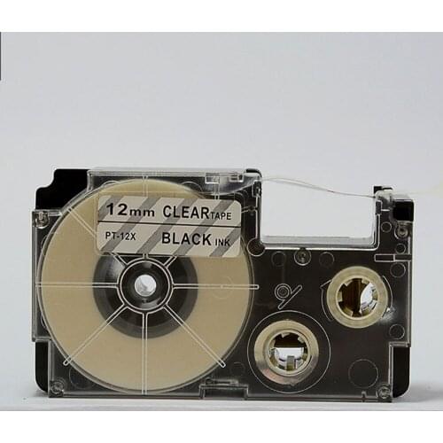 Free shipping 3PK XR-12X/ PT-12X 12mm black on clear for EZ-label printers KL-430, KL-1500, KL-2000