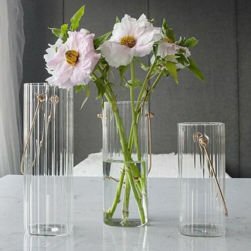 Large Glass Vases Plant Bottle Tabletop Chinese Vase Flower Crystal Nordic Decoration Living Room Flower Modern Home Decorative