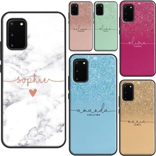 Personalised Initials Custom Sparkly Name Case For Samsung Galaxy S20 FE S8 S9 S10 Plus Note10 S10e Note 20 S21 Ultra Back Cover