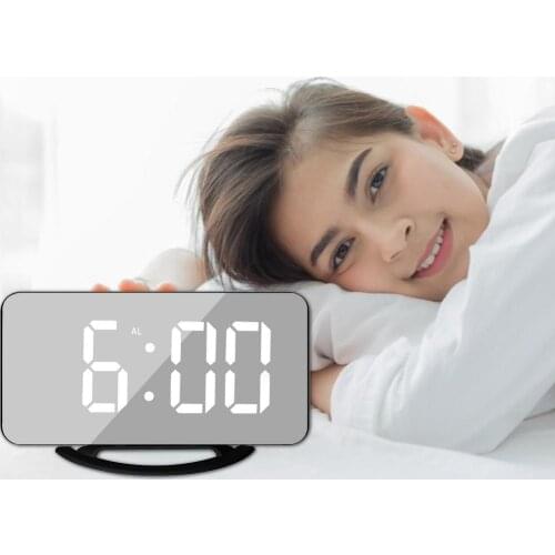 Digital Alarm Clock Bedroom Home Office Large Mirrored LED Clock Alarm Clock Digital Clock Led Clock Despertador Reveil