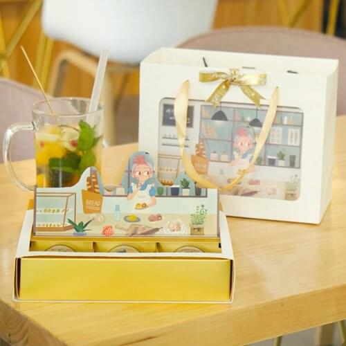 DIY Window Opening Style Dessert Packing Box 3D Cartoon Cake Box Gift Wrapping Snowseductive Wrapping Bag Disposable Dinnerware