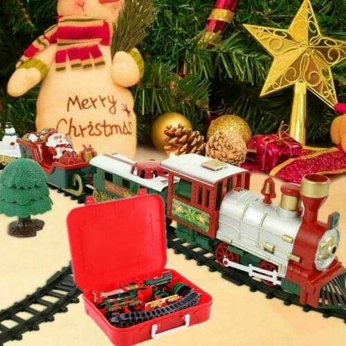 Electric Christmas Train Track Set Musical Sound Lights Around Tree Decoration Santa Music Track Train Home Decor Xams Kids Gift