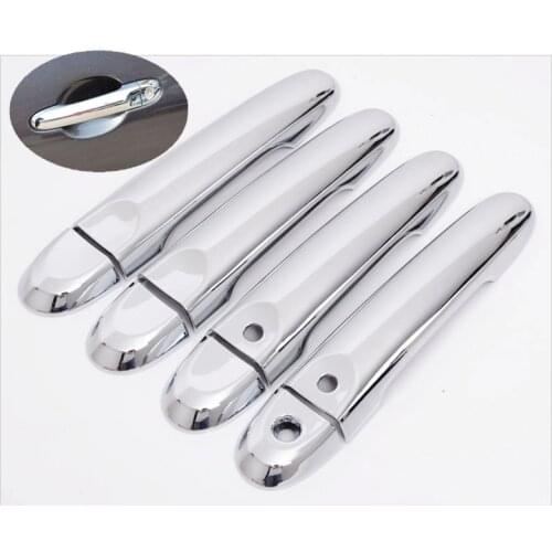 Chrome Car Door Handle Cover 2 Smart Keyholes For Nissan Versa / Tiida 2012 2013 2014 2015 2016 Nissan March Micra 2010 - 2014