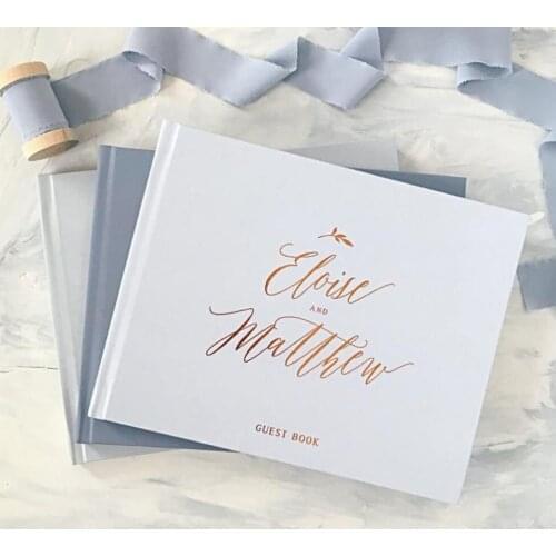 Personalize rustic pale blue Wedding Guest Books, customize wedding guestbook photo albums Instant Photo Booth keepsake book