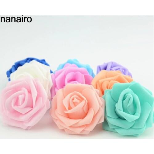 100pcs 7cm Artificial Pe Foam Rose Flower Heads For Home Wedding Decoration Scrapbooking Handmade Fake Flowers Kissing Balls