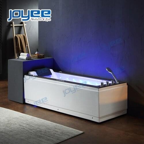 JOYEE Classic Design Pure White 1 Person Whirlpool Bathtub Spa Tub Air Bubble Massage Bath Tub with Waterfall and LED Lights