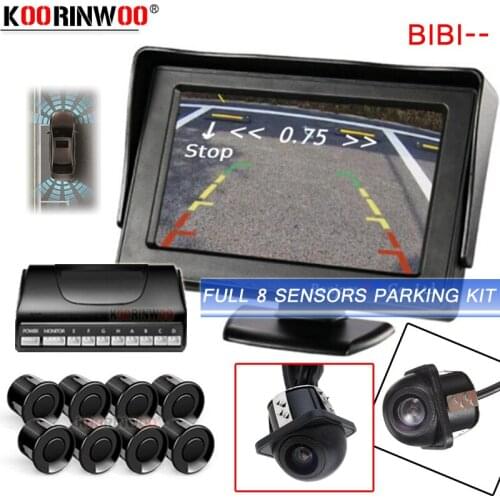 Koorinwoo Ultrasonic distance Car parking sensor 8 Radars Parktronik With Monitor Buzzer Front Camera Rear Parking Backlight