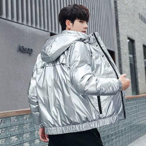 Mens bright white duck down down jacket winter fashion brand hooded short thick thin section winter jacket men