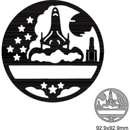 Metal Cutting Dies Rocket Round Frame For DIY Scrapbooking Decorative Card Making Embossing Craft 2021 New