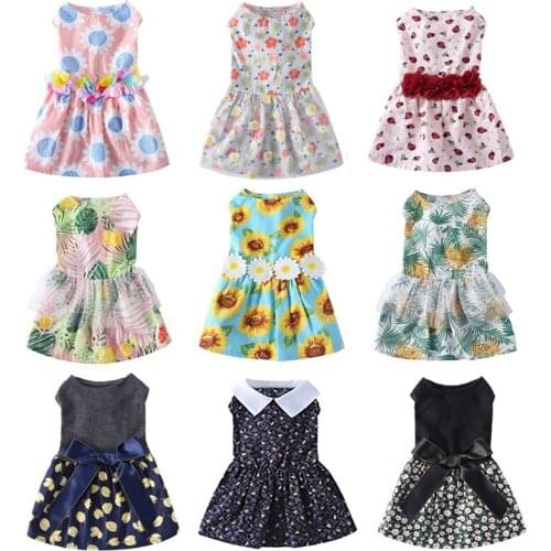Cute Flower Pet Dress For Dogs Cats Cozy Summer Puppy Skirt Pet Dress Sundress Princess Party Small Dog Skirt Outfit Dog Clothes