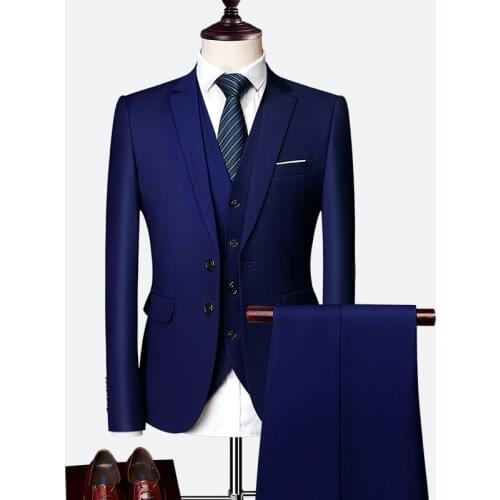 10 Colors 2021 Mens Fashion Slim US Suits Business Casual Groomsman Three-piece Suit Blazers Jacket Pants Trousers Vest Sets