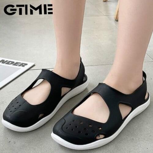 Soft Flat Women Sandals Summer Beach Shoes Hollow Out Mesh Sandals Casual Jelly Shoes Female Slip on Footwear #SJPAE-270