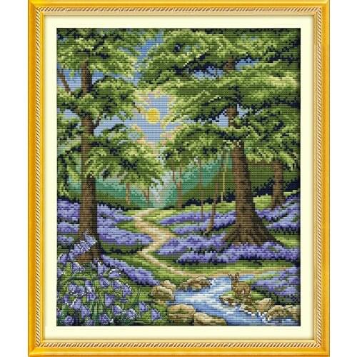 Bluebell forest cross stitch kit 18ct 14ct 11ct count printed canvas stitching embroidery DIY handmade needlework