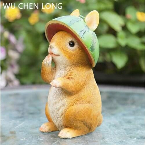 Nordic Cartoon Resin Rabbit Sculpture Outdoor Simulation Landscape Decor Fairy Miniature Garden Statue Craft A2193
