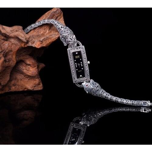 New Arrival Limited Classic S925 Silver Jewelry Cheetah Watch Pure Thai Silver Bracelet Watches Hot Sale Real Silver Bangle
