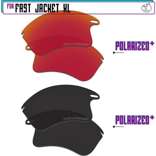 EZReplace Polarized Replacement Lenses for - Oakley Fast Jacket XL Sunglasses - BlackPPlus-RedPPlus
