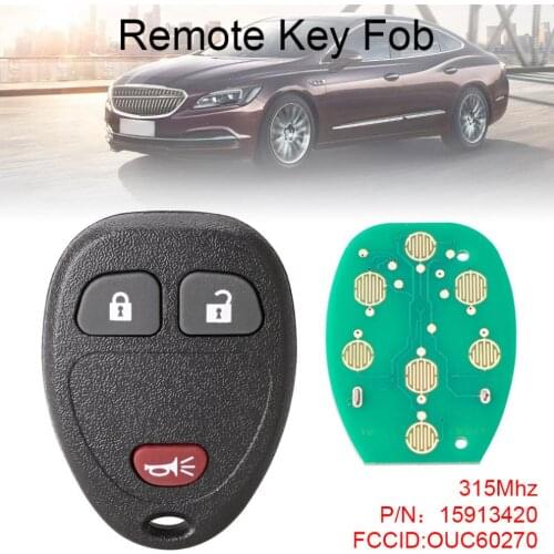 315Mhz 3 Buttons Remote Keyless Entry Remote Car Key Fob OUC60270 Fit for Chevrolet / Buick