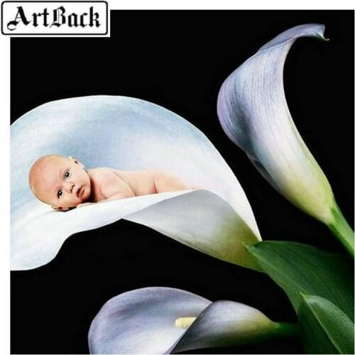 Sale 5d diy diamond painting lily & baby crystal mosaic for home decoration kit 3d full square diamond embroidery