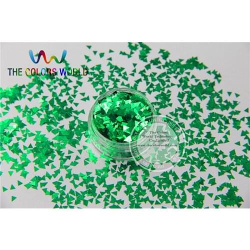 TCN1602 Solvent Resistant Green Color Triangle Shape Glitter for Nail Polish and DIY decoration 1Pack =50g