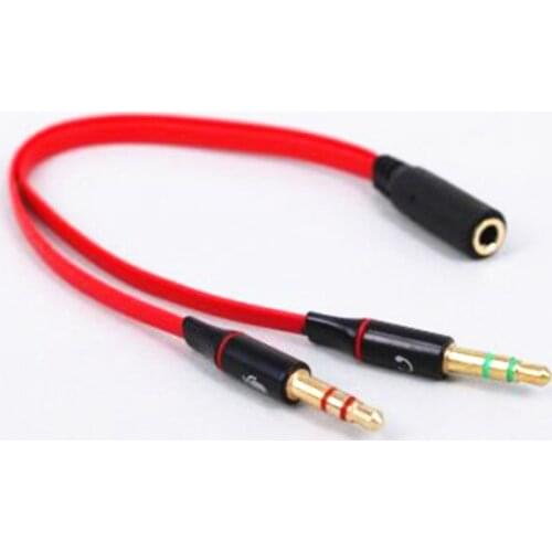 High quality 3.5mm Mini Jack 1 Female to 2 Male (Headset + Mic) Y Splitter Earphone computer Audio Cable 10pcs/lot