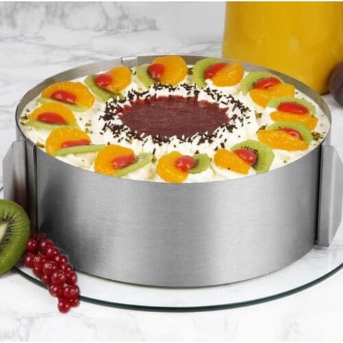 Stainless Steel Mousse Ring Adjustable Round Cake Mold Stretchable Mousse Circle Baking Tool Dessert Mould Kitchen Accessories