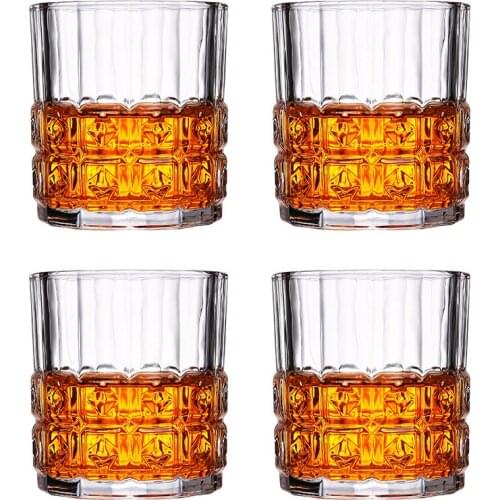 Hellodream old fashioned lead-free whiskey glass for scotch bourbo Set of 4-8.45 oz